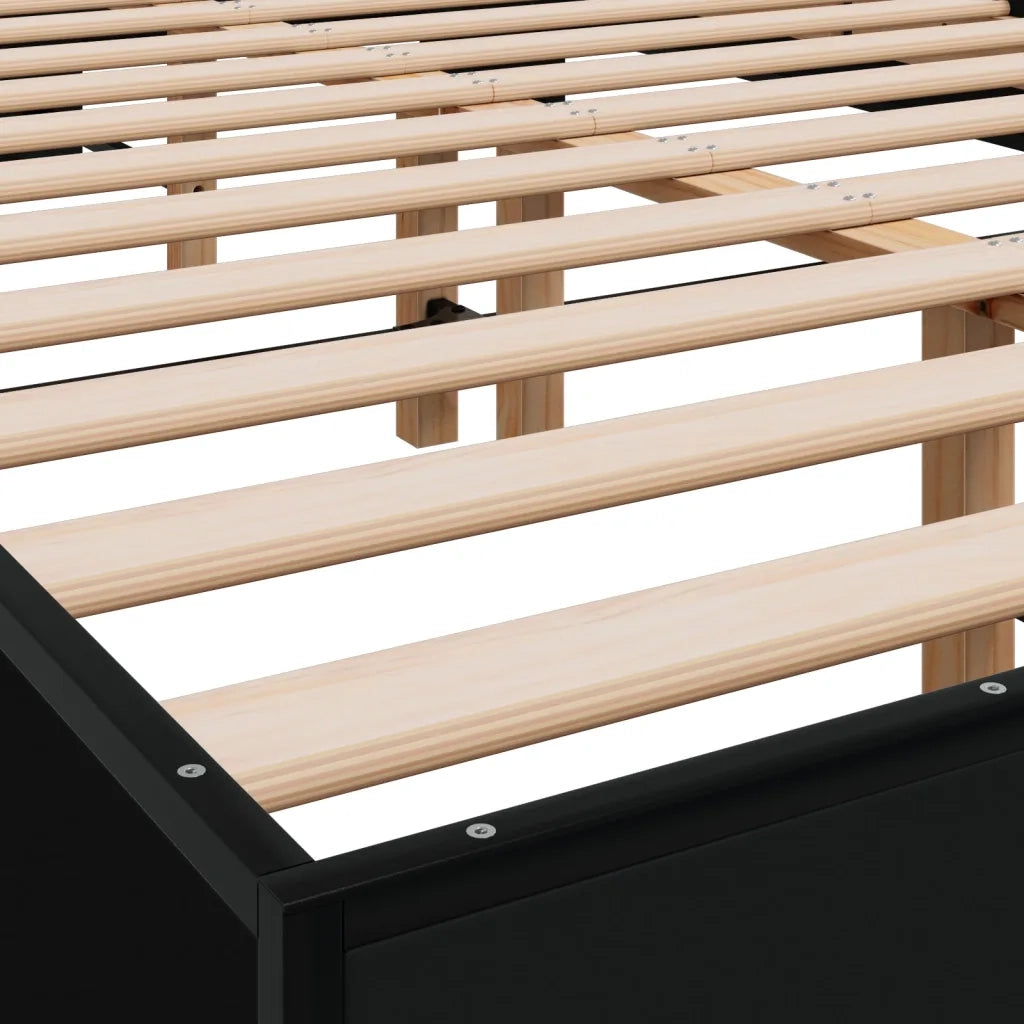 Giroletto Nero 120x200 cm in Legno Multistrato e Metallo 845862