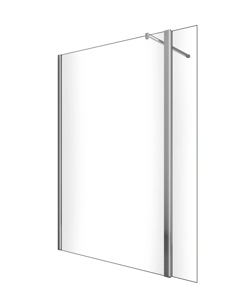 Parete doccia walk-in con antina girevole para schizzi laterale, cristallo 8mm trasparente H.200 Sicena Delifia Trasparente 8mm,120 + Antina 30 cm