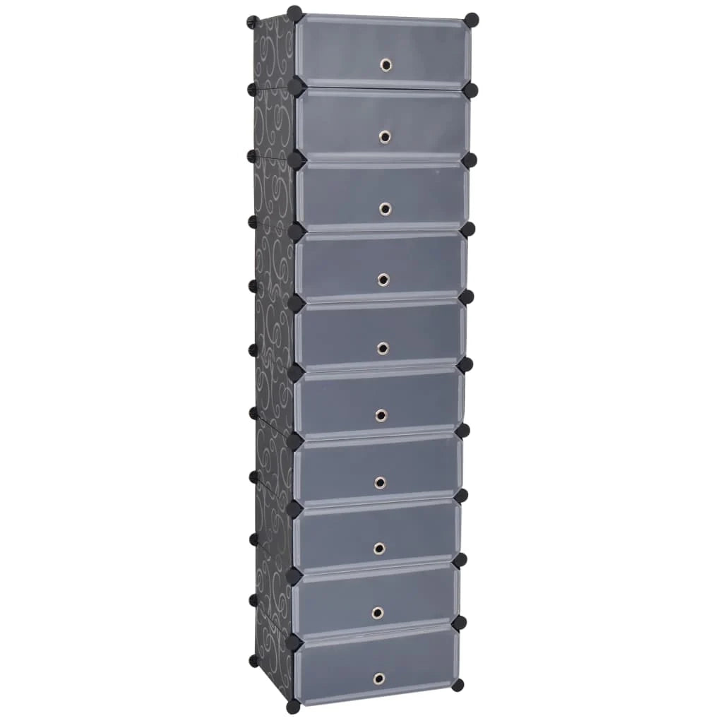 Scarpiera mobiletto portascarpe mobile per ingresso/corridoio/soggiorno con 10 scomparti Nero 02_0021403