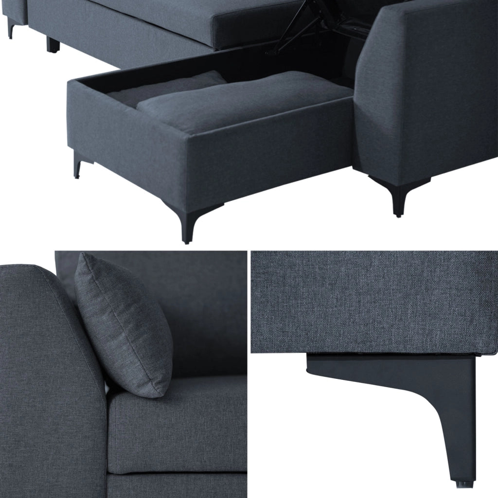 Divano letto angolare LOGAN 3 posti grigio screziato
