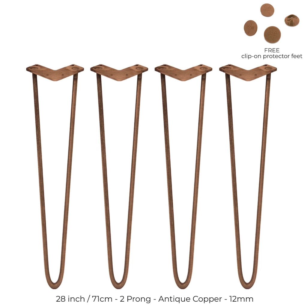 4 Gambe per Tavolo a Forcina SkiSki Legs 30,5cm Acciaio Naturale 2 Rebbi 12mm