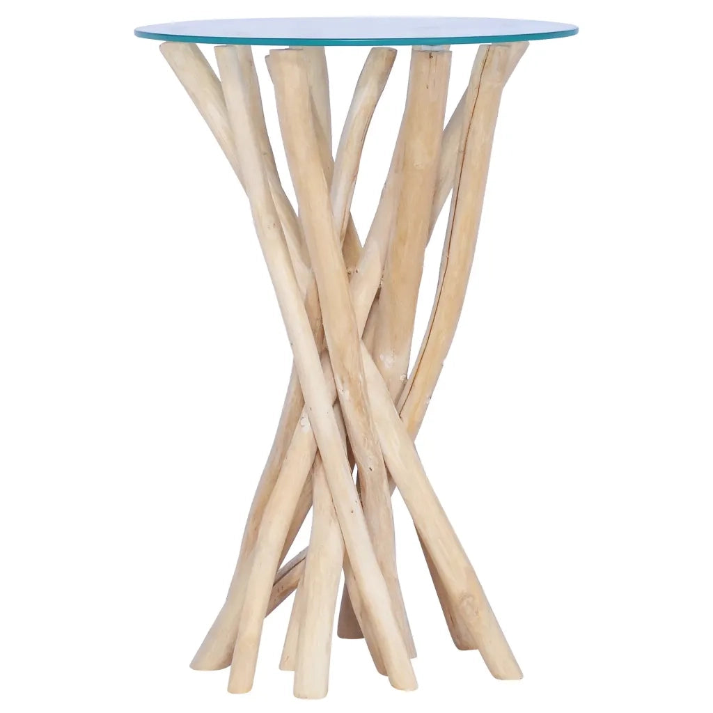 Tavolino da Salotto Ripiano in Vetro 35x35x50 cm Legno di Teak 288813