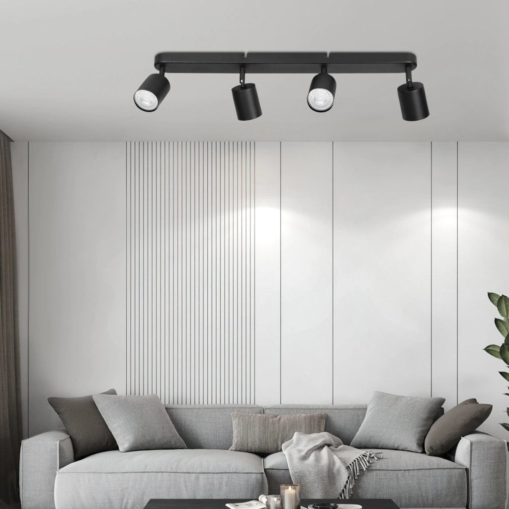ZMH Faretto da soffitto neri 4 luci GU10 regolabili 350° max 25W