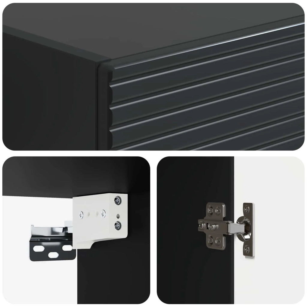 Mobiletto a muro Nero 33 x 34,5 x 90 cm Legno ingegnerizzato 898586