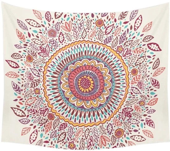 Tappeto da Parete Mandala Fiori - Tappeto da Parete Etnico - Tappeto da Parete Hippie/Boho - Tappeto da Parete Grande - Tappeto da Parete Manuale - Colori Viventi