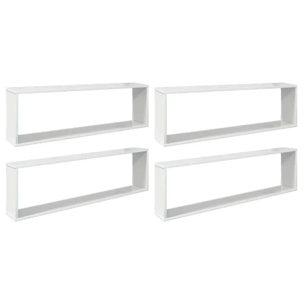 Mensole Parete a Cubo 4 pz Bianco Lucido 100x15x30cm Truciolato cod mxl 33579