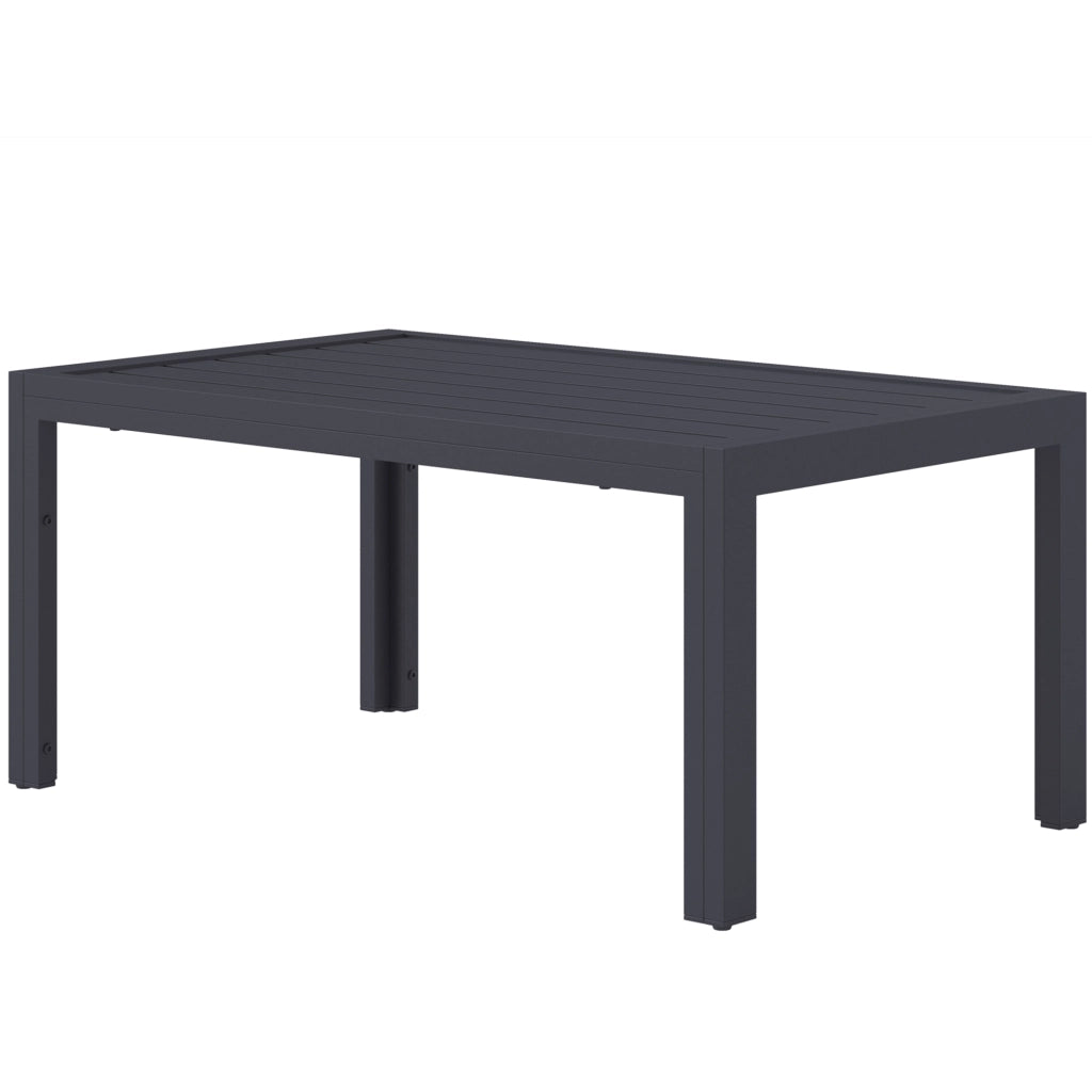 Tavolino da giardino rettangolare ¨C zephmum ¨C 101.5x61x46 cm, grigio, acciaio, legno