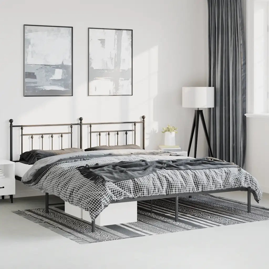 Giroletto con Testiera in Metallo Nero 193x203 cm 353543