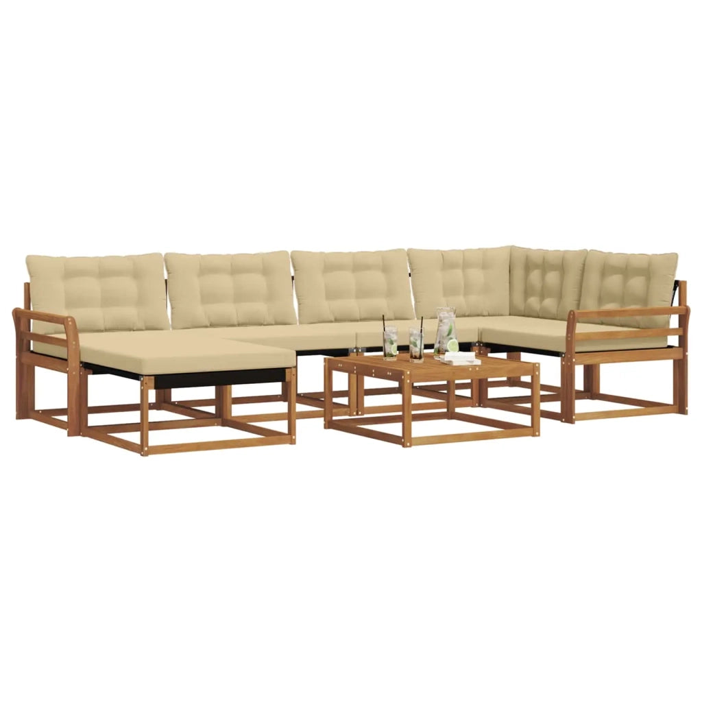 Set di divani da esterno con cuscino 19 pcs Naturale e Beige 3369652