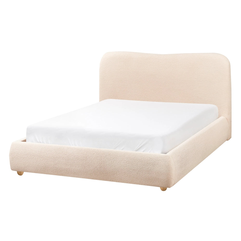 Letto matrimoniale con contenitore 140 x 200 cm bouclé beige chiaro stile minimalista