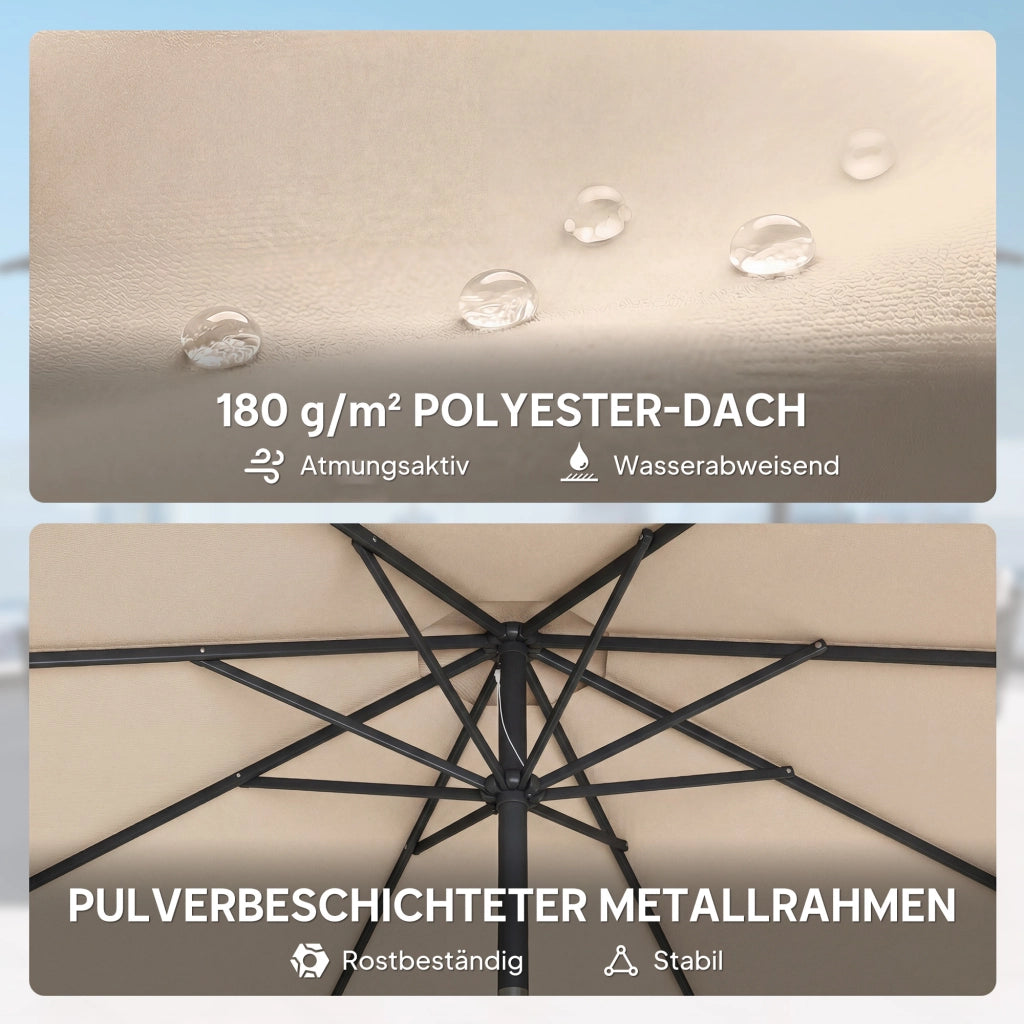 Ombrellone da balcone pieghevole con manovella e base ¨C zephmum ¨C crema ?300 cm