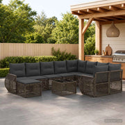 Set Divano da Giardino 11 pz Grigio polyrattan 3435614