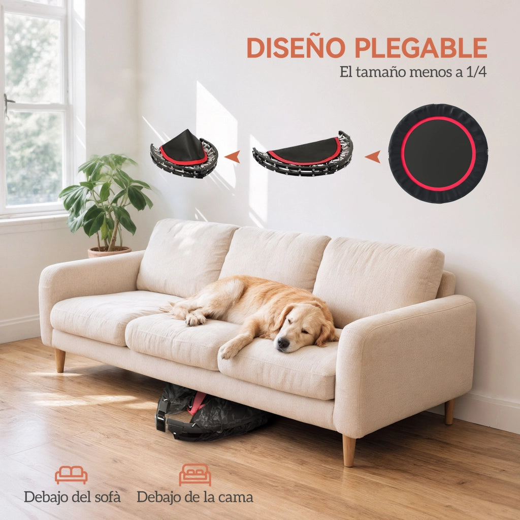 Letto Elastico Pieghevole con Manico Regolabile ¨C zephmum ¨C Acciaio Rosso Nero ?102 cm