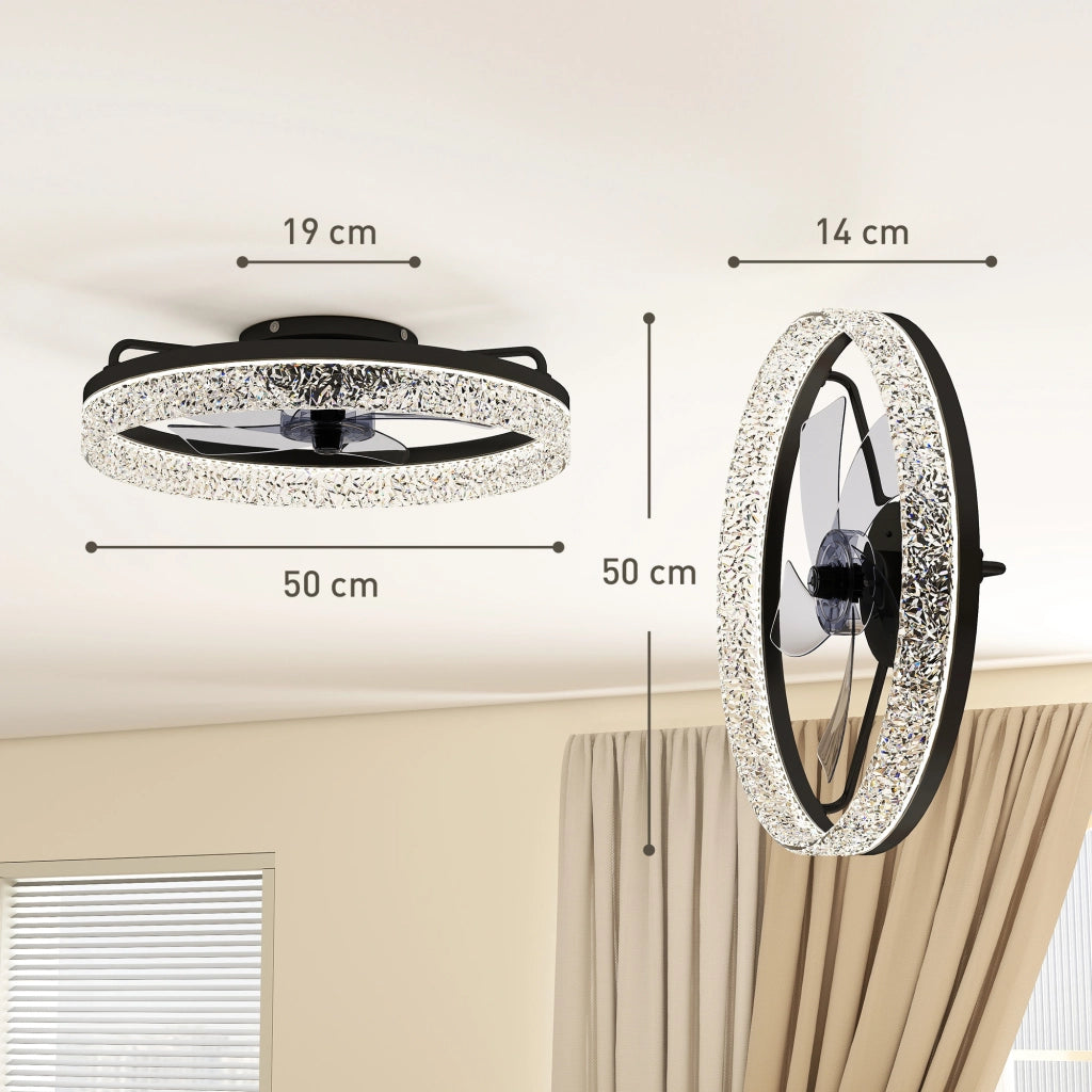 Ventilatore da Soffitto con Luce LED Dimmerabile ¨C Xylo ¨C Telecomando, Nero