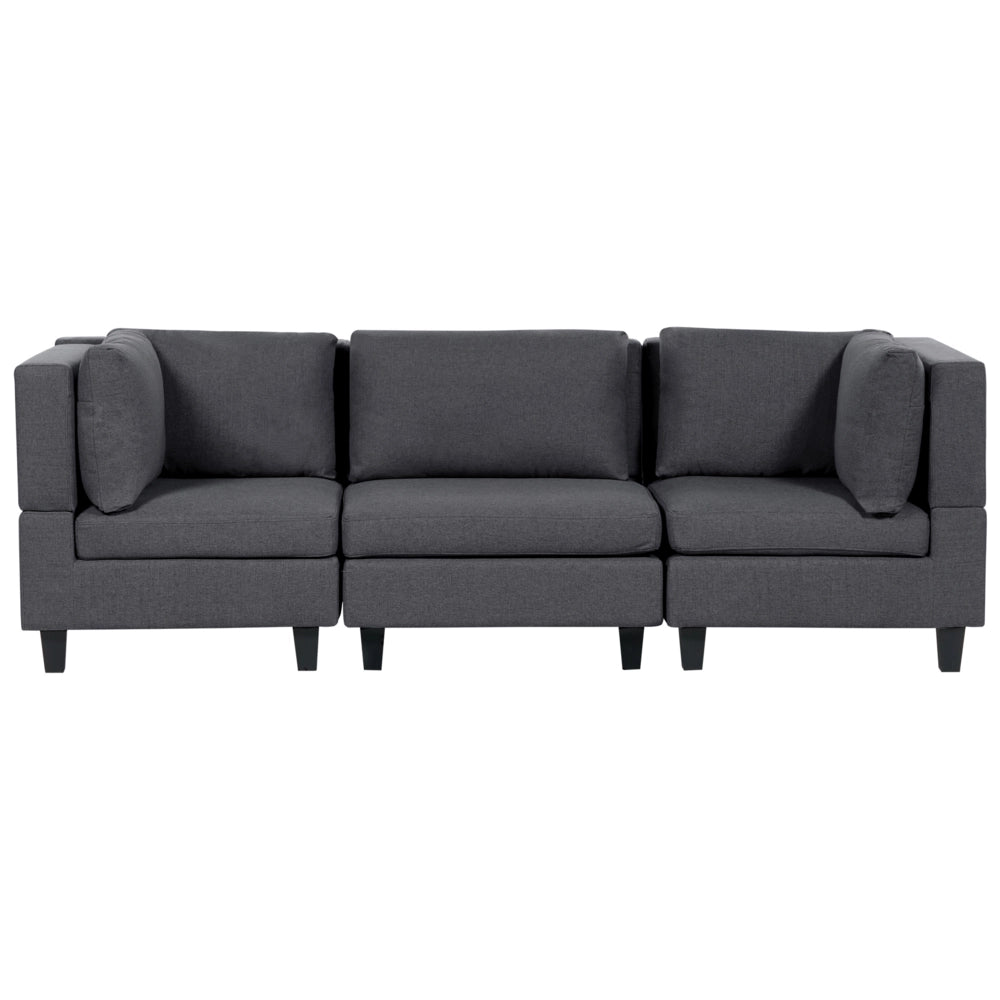 Divano Componibile Rivestito In Tessuto grigio scuro 3 Posti stile moderno