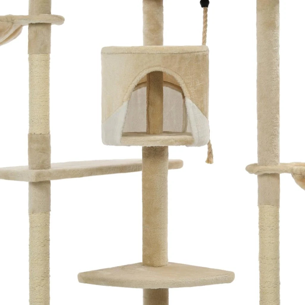Tiragraffi albero per gatti cuccia per gatti giocattolo peluche sisal 203 cm beige e bianco 3702121