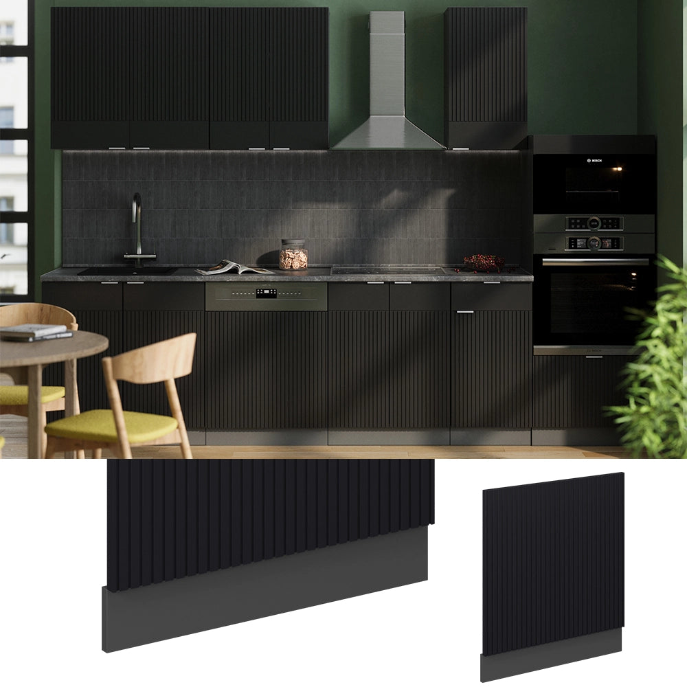 Pannello frontale Fame-Line Nero rigato/Antracite 60 cm senza piano di lavoro Vicco