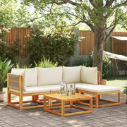 Set di divani da giardino 5 pezzi con cuscini in legno di acacia e corda 3278849