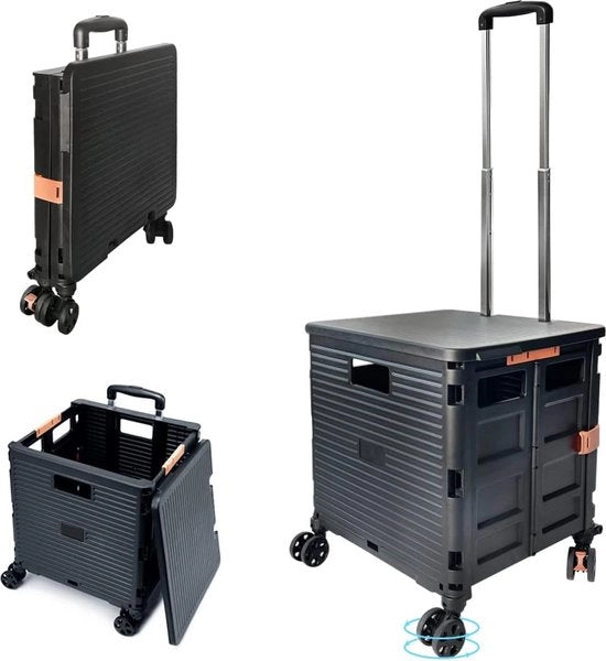 Carrello per spesa - Trolley - Maniglia - Nero - Di alta qualità - Ripiegabile