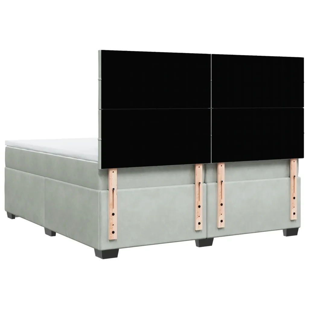 vidaXL Giroletto a Molle con Materasso Grigio Chiaro 200x200cm Velluto