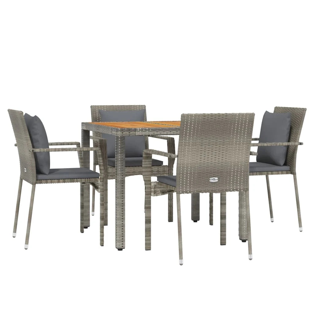 Set da pranzo da giardino per mobili da esterno 5 pezzi con cuscini grigi 02_0013724