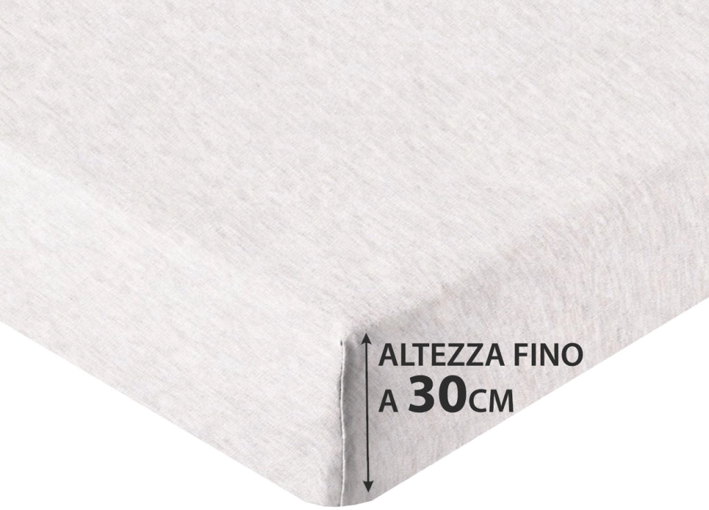 Lenzuola Sotto Con Angoli No Stiro In Tinta Unita Melange Modello Jersey - 1 Piazza - Lino