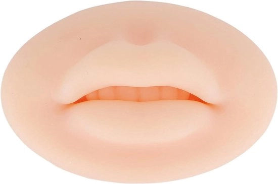 Tocchi Realistici Labiali Silicone 3D Semi-permanenti con Fake per Allenamento - Lobi Orecchio Lingua Occhio Bocca - Supporto di Display Strumenti per Allenamento per Modello di Piercing - Pelle Chiara.