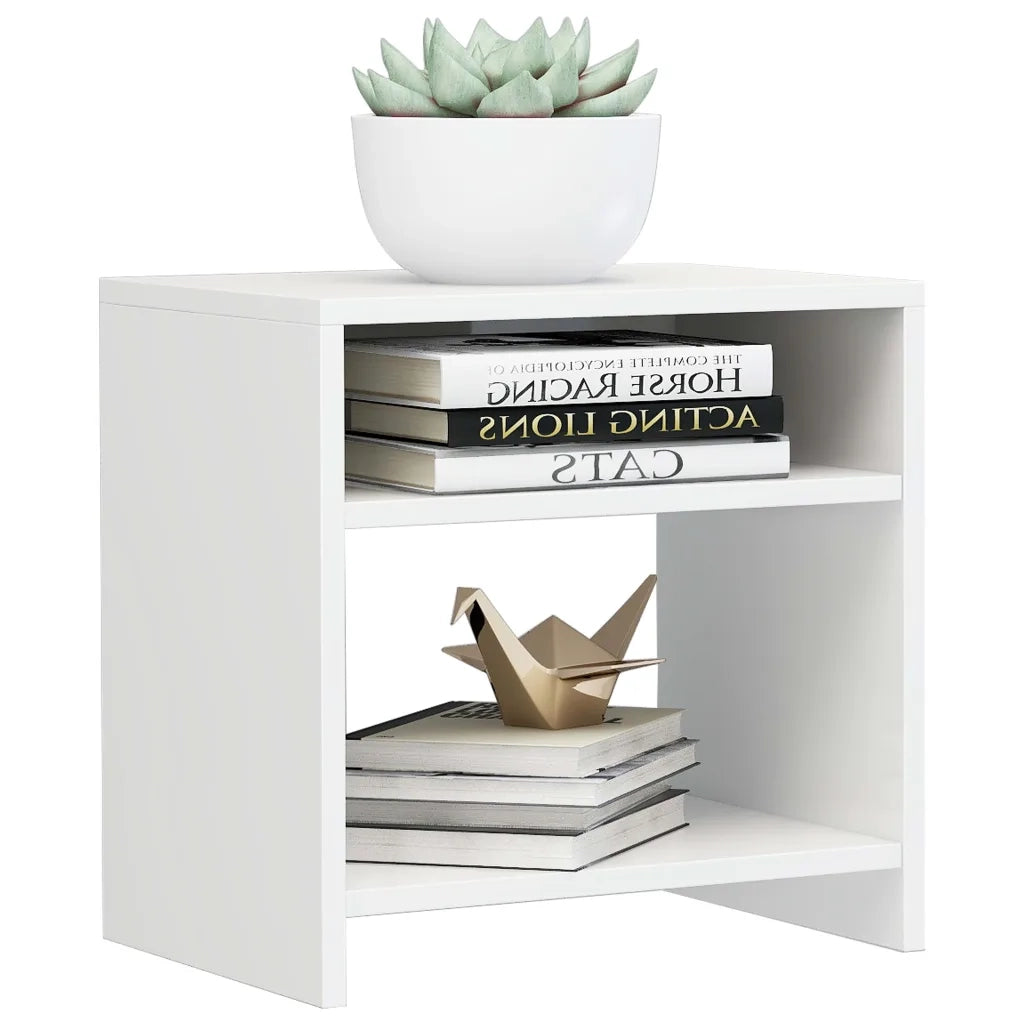 Comodini 2 pz-Set di 2 Tavolino da notte Bianco Lucido 40x30x40 cm in Legno Multistrato