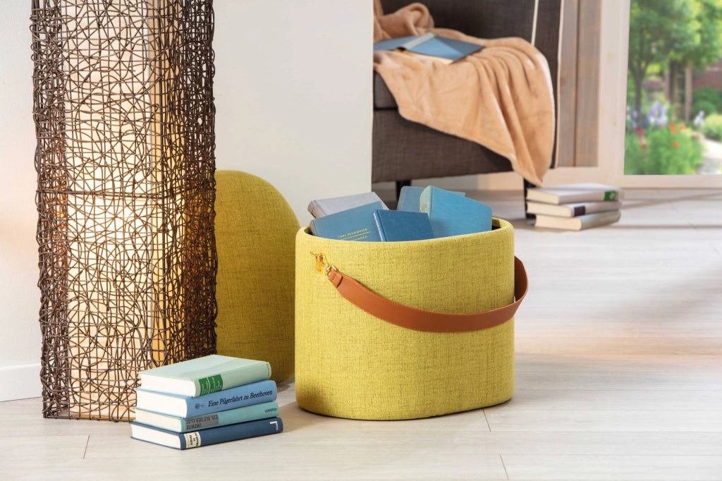 Marmi, Pouf Materiale Struttura in Tessuto, 42x36x30h cm Giallo