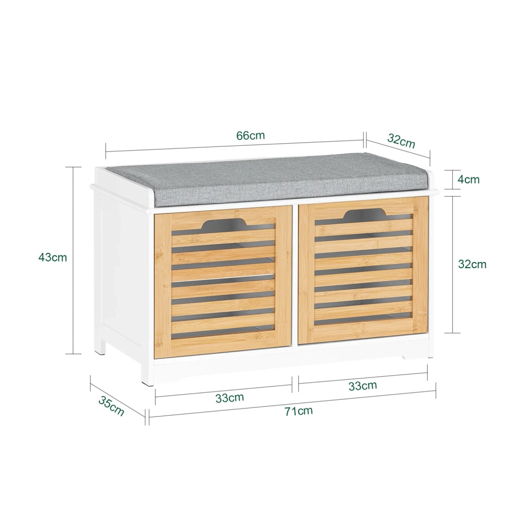 Panca Scarpiera da Ingresso con seduta Panca Contenitore L71xP35xA43 cm naturale FSR23-II-WN