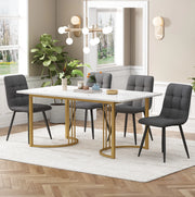 Set da pranzo 5 pezzi 140x80x75 cm con tavolo effetto marmo in MDF bianco