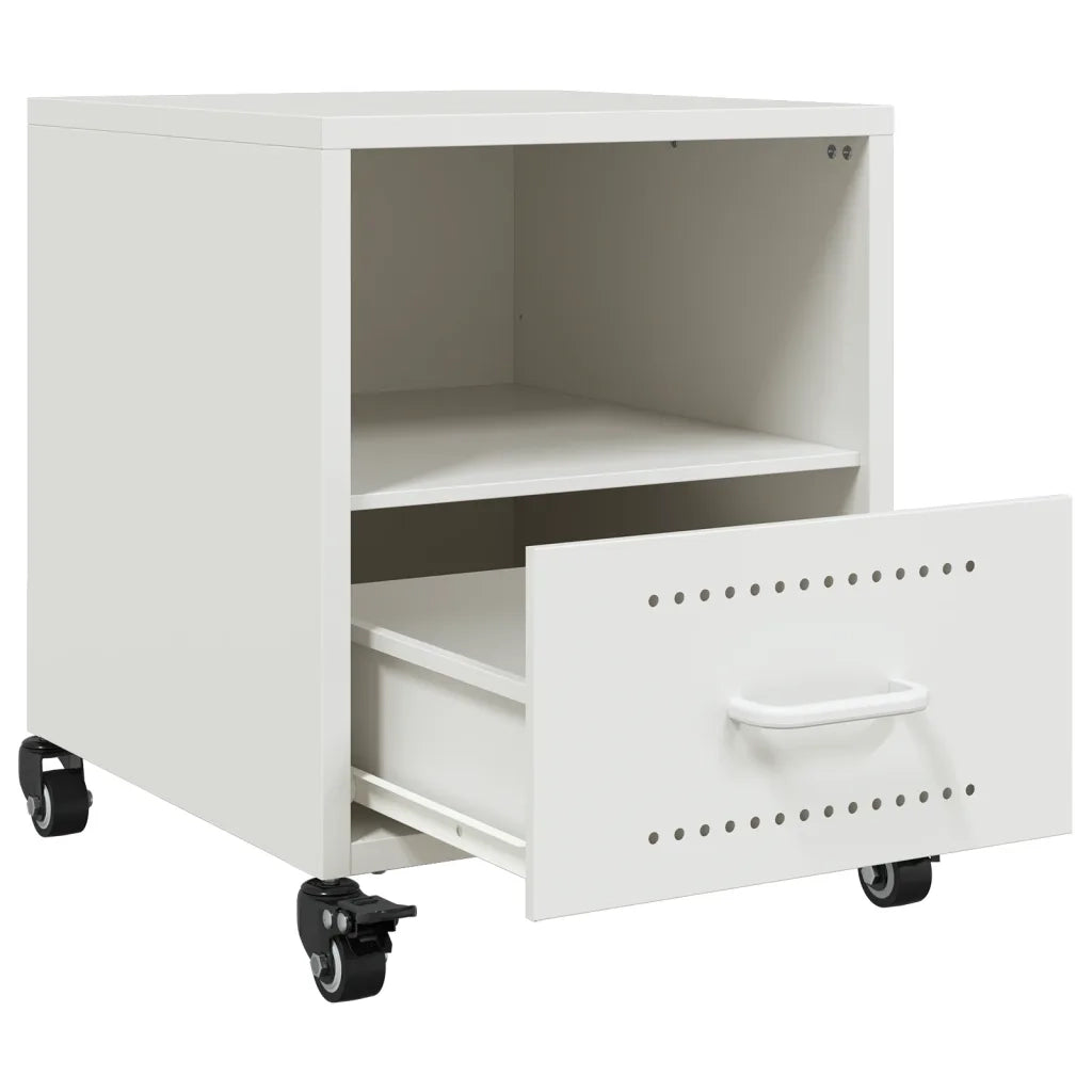 Comodini 2 pz-Set di 2 Tavolino da notte Bianchi 36x39x43,5 cm in Acciaio 376288
