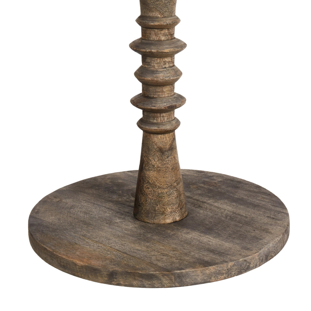 Set di 2 tavolini in legno di mango scuro con base rotonda Design tradizionale