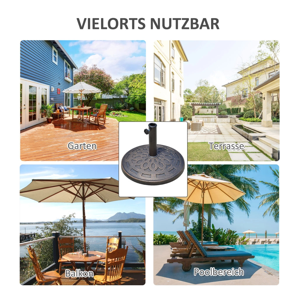 Porta ombrello in resina 14kg ¨C zephmum ¨C bronzo, per balcone terrazza giardino