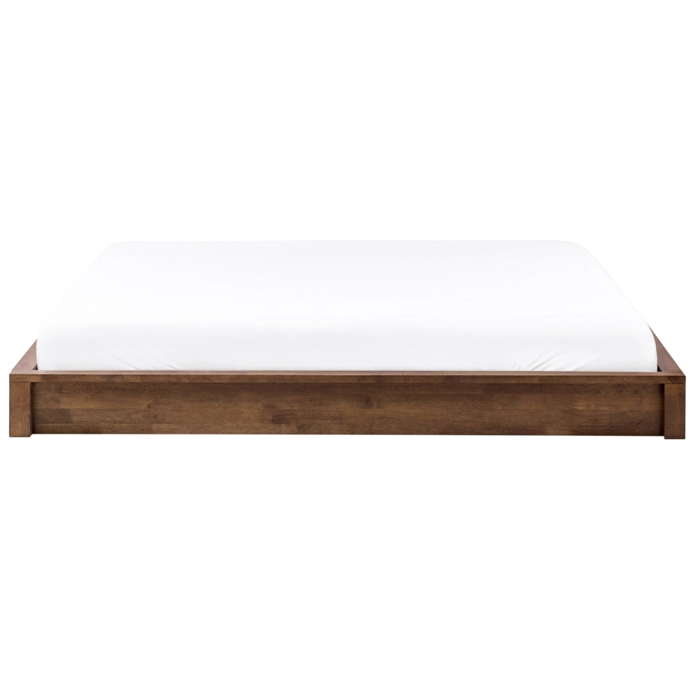 Letto con rete in legno marrone scuro 160 x 200 cm senza testiera, design minimalista