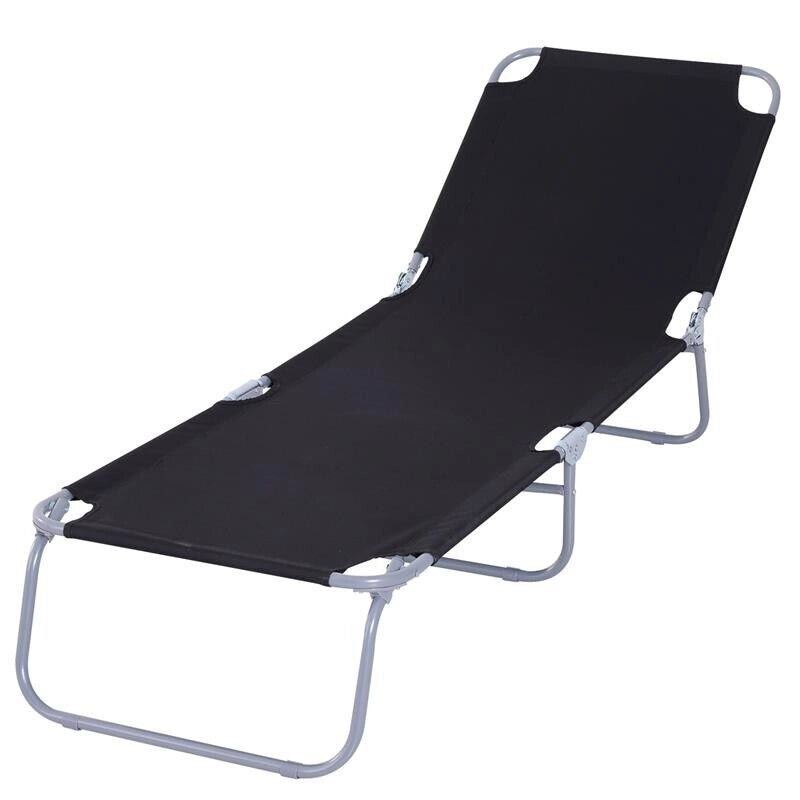 SDRAIO DA GIARDINO PIEGHEVOLE IN METALLO E TESSUTO 180 X 55 X 24 CM NERO