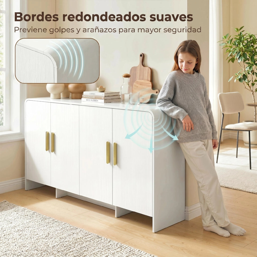 Mobile TV con 4 ante a chiusura morbida e 4 ripiani ¨C Xylo ¨C 152x40x80 cm bianco