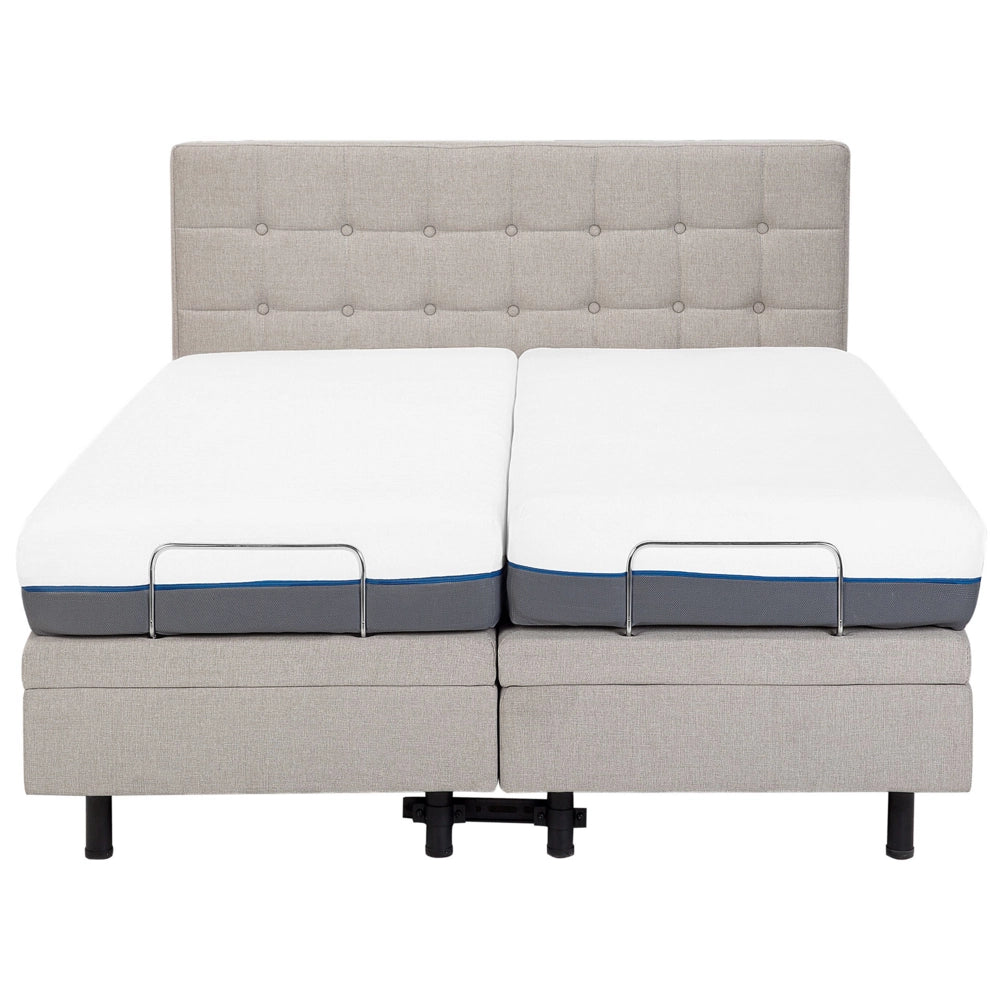 Letto Tessuto Beige chiaro Elettrico Regolabile con Telecomando 160 x 200 cm