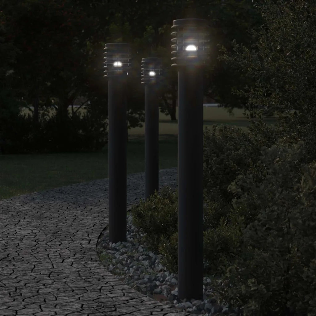 Lampade da Terra per Esterni 3 pz Nere 110 cm in Acciaio Inox CFW9252027