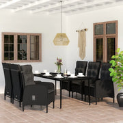 Set Mobili da Pranzo per Giardino 7 pz con Cuscini Nero cod mxl 42858