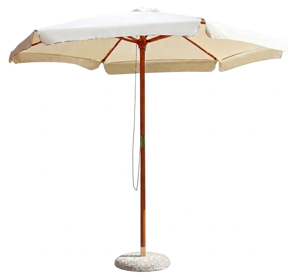 Ombrellone da Giardino Ø2,85 m Palo Ø48 mm in Legno Vorghini Classic Ecrù