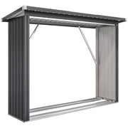Capanno per legna da ardere; riparo per legna da ardere; acciaio; pavimento rialzato; tetto a pendenza; 213 x 66;5 x 150 cm; grigio scuro