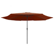 Ombrellone da Giardino-Ombrello da Balcone con Palo in Metallo 390 cm Terracotta
