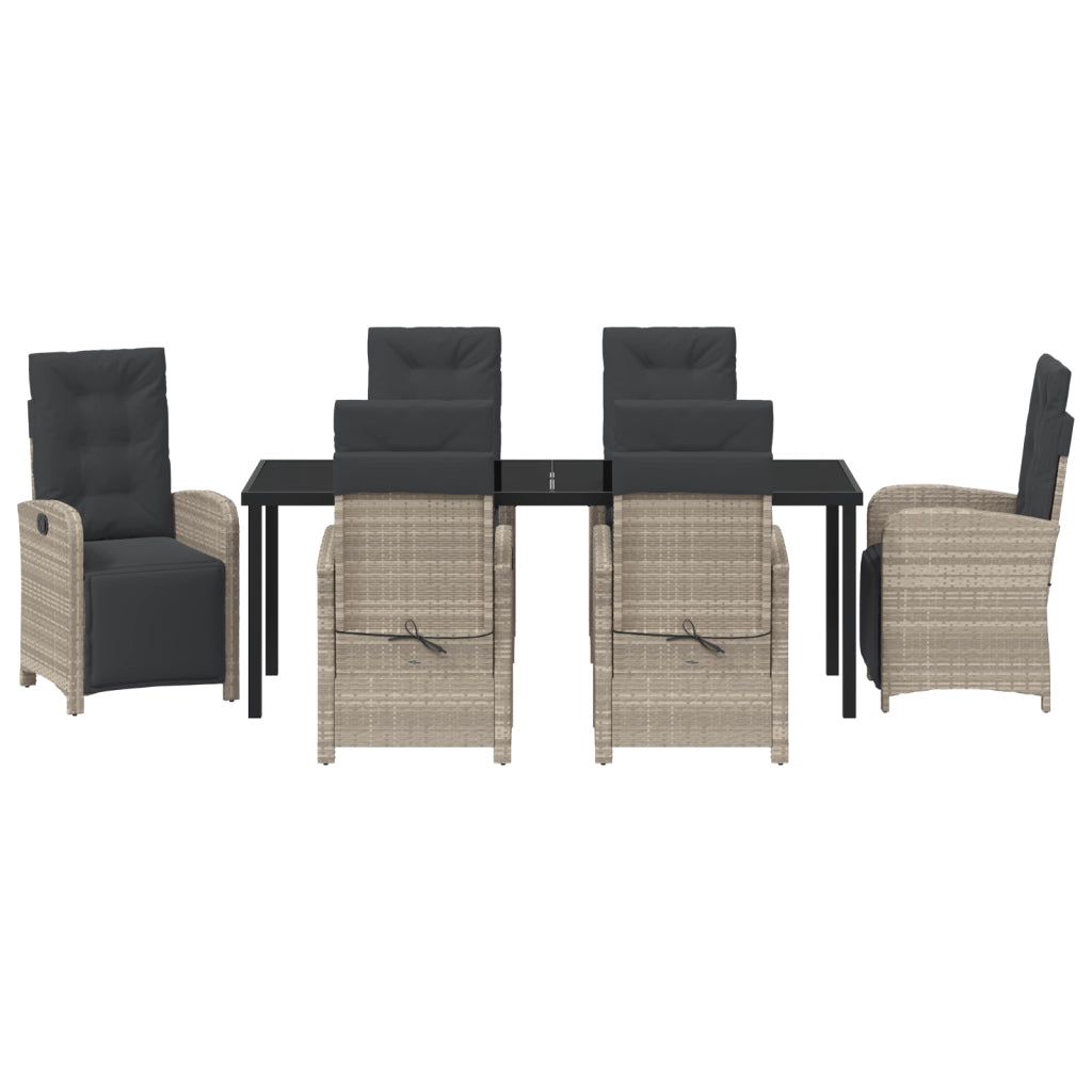 Set da pranzo da giardino  a 7 pezzi con cuscini Grigio chiaro Polyrattan