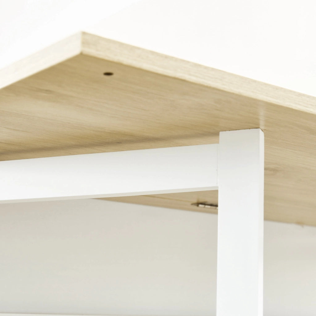 Isola da Cucina con Piano a Ribalta 116x79,5x91 cm in MDF Bianco e Legno Naturale