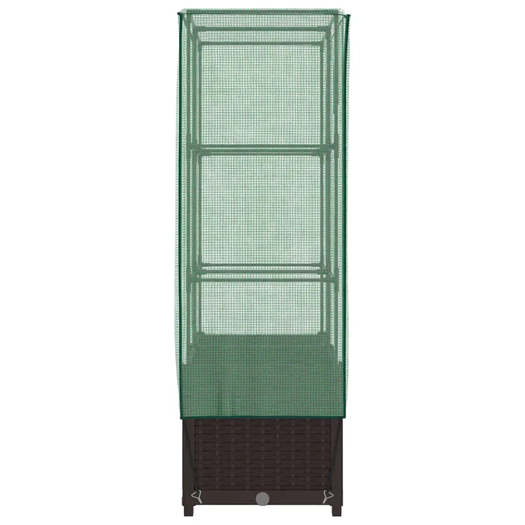 Fioriere | Cassetta per fiori | Letto Rialzato con Copertura Serra Effetto Rattan 80x40x138 cm