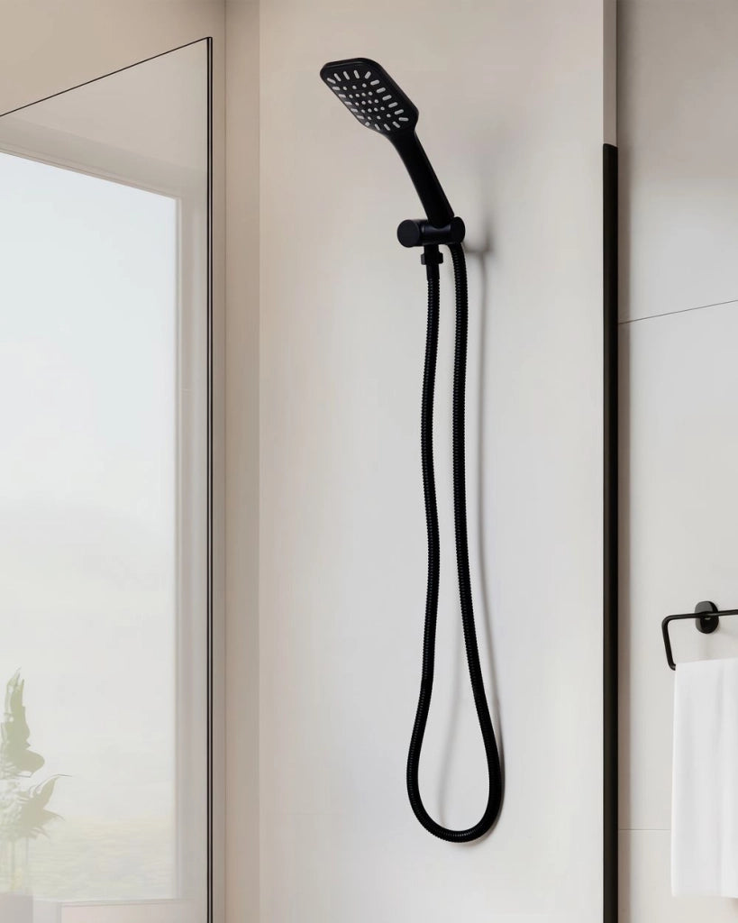 Set doccia classico moderno con tubo 4 modalità di getto Metallo nero