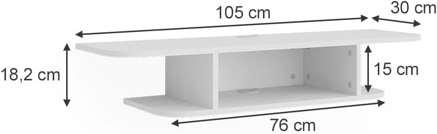 Mobile tv Lorio, Bianco, 105 x 18.2 cm Scomparti aperti, per la conservazione di dispositivi multimediali e accessori