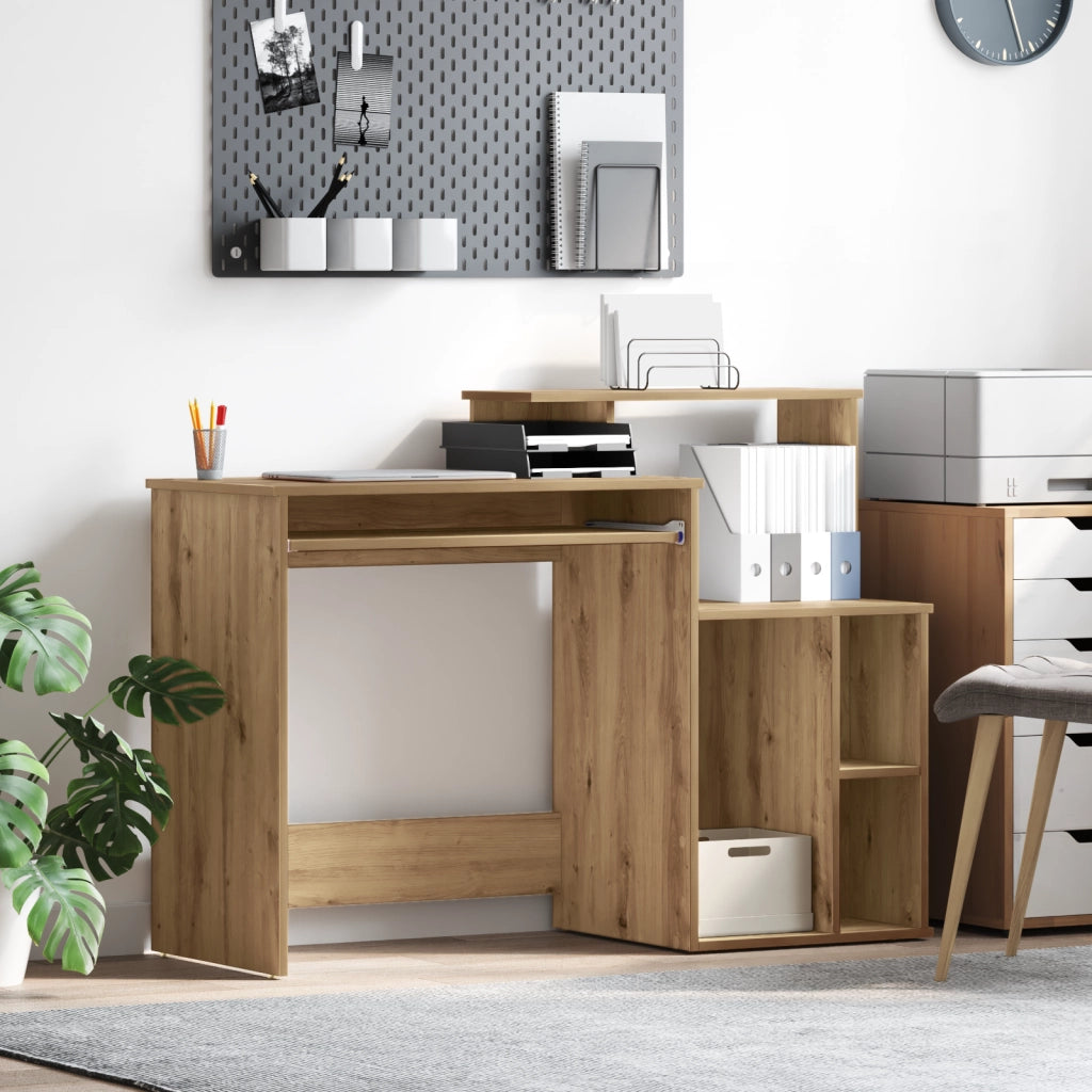 Scrivania con spazio di archiviazione in rovere artigianale 120.5x44x88.5 cm Legno ingegnerizzato