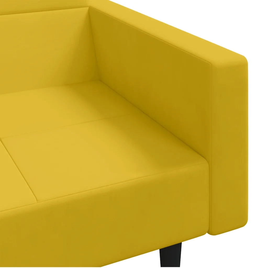 Divano Letto a 2 Posti con 2 Cuscini Giallo in Velluto 375822